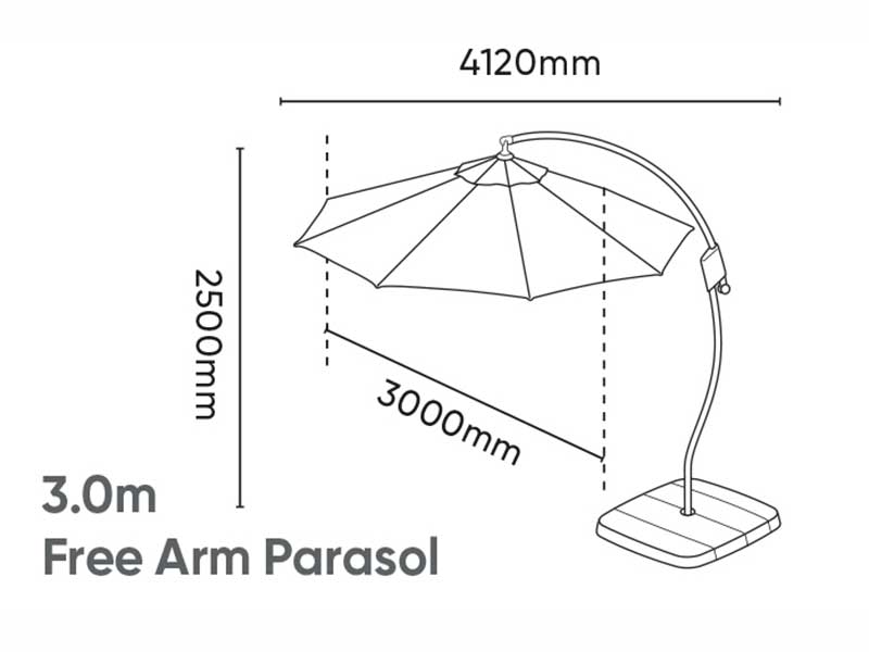 Kettler 3m Free Arm Parasol