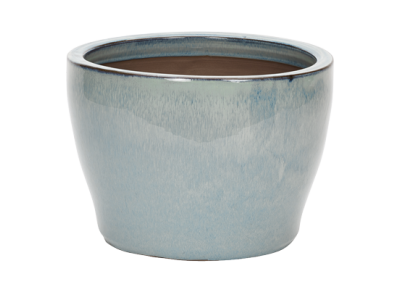 Apta Cascade Glazed Low Planter - Light Blue