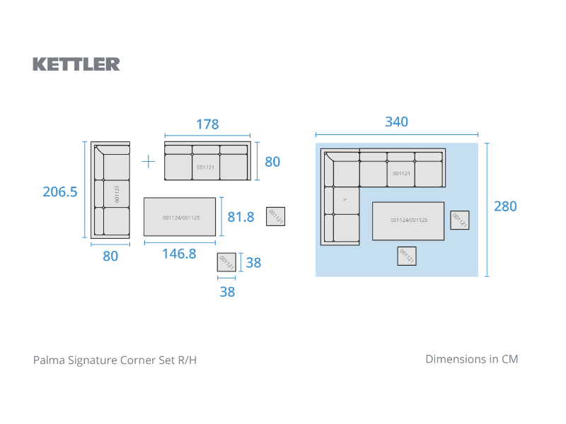 Kettler Palma Signature Corner Set (RH) with High/Low Table - Whitewash