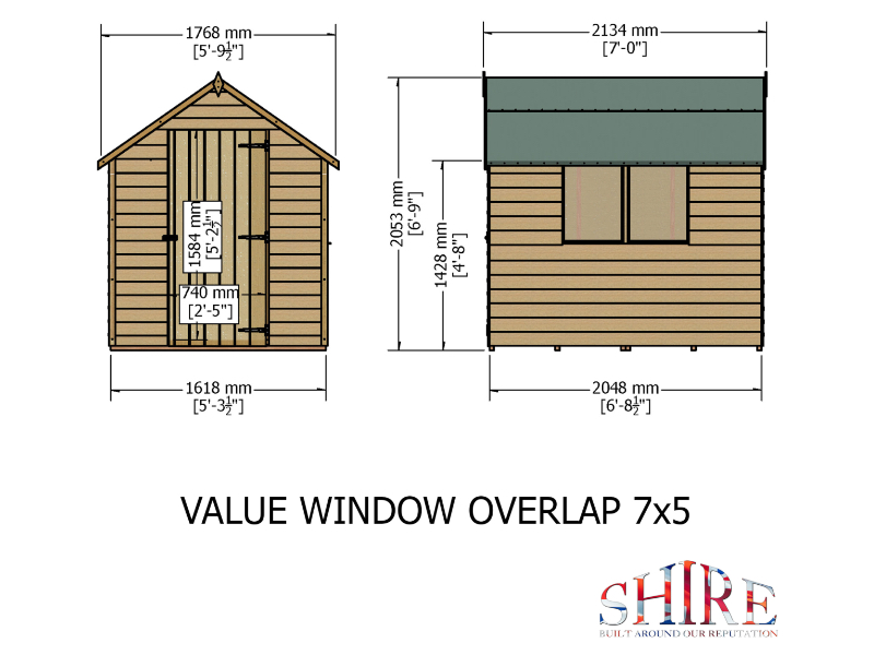 Shire 7x5 Overlap Value Shed with Window