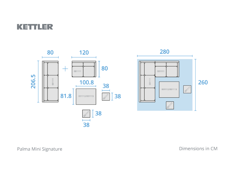 Kettler Palma Signature Mini Set with High/Low Table - Whitewash