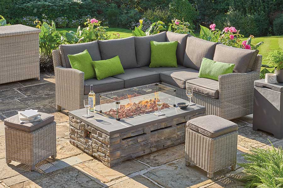 Kettler Palma luxury stone effect garden coffee table with fire pit