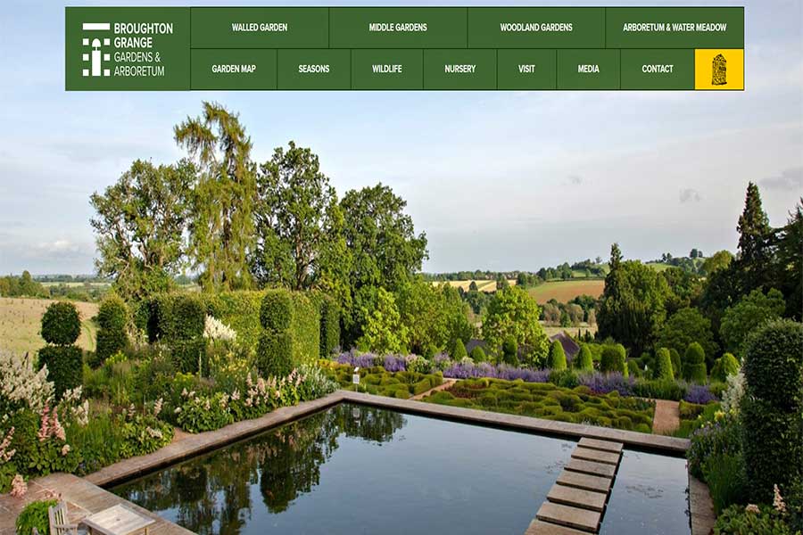 Screen shot of the Broughton Grange Gardens in Oxford website