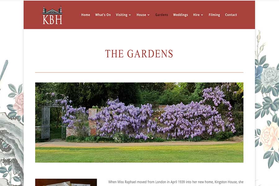 The website for Kingstone Bagpuize Gardens in Oxford