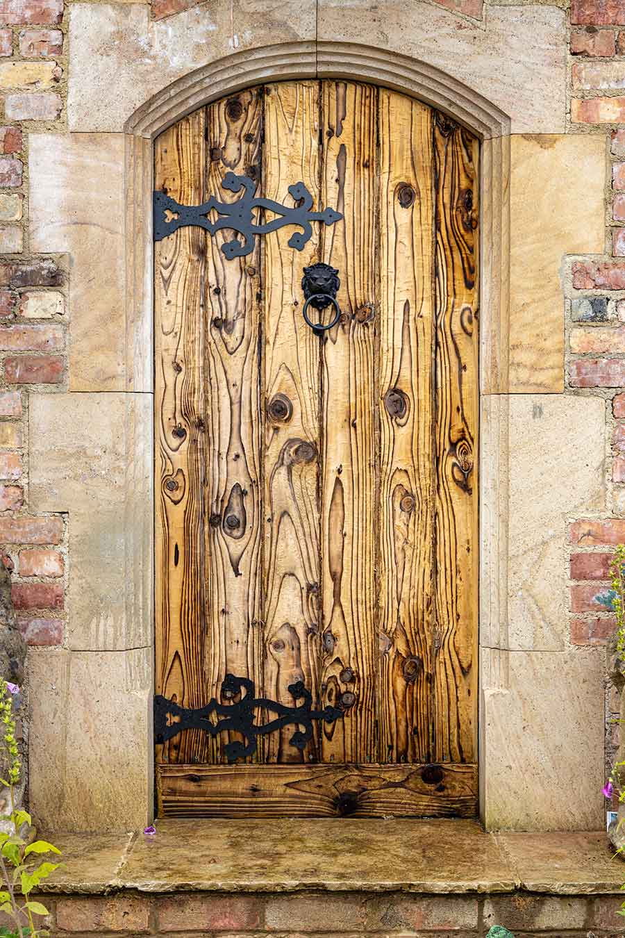 The folly with antique door in the new Feature Garden at Oxford Garden Centre 