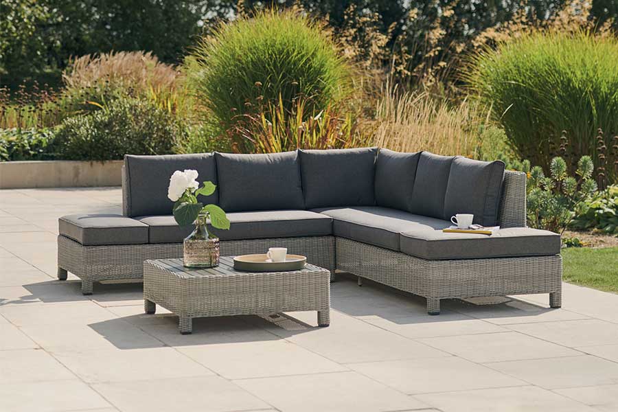 Luxury Kettler Signature low lounge corner garden sofa with coffee table and cushions